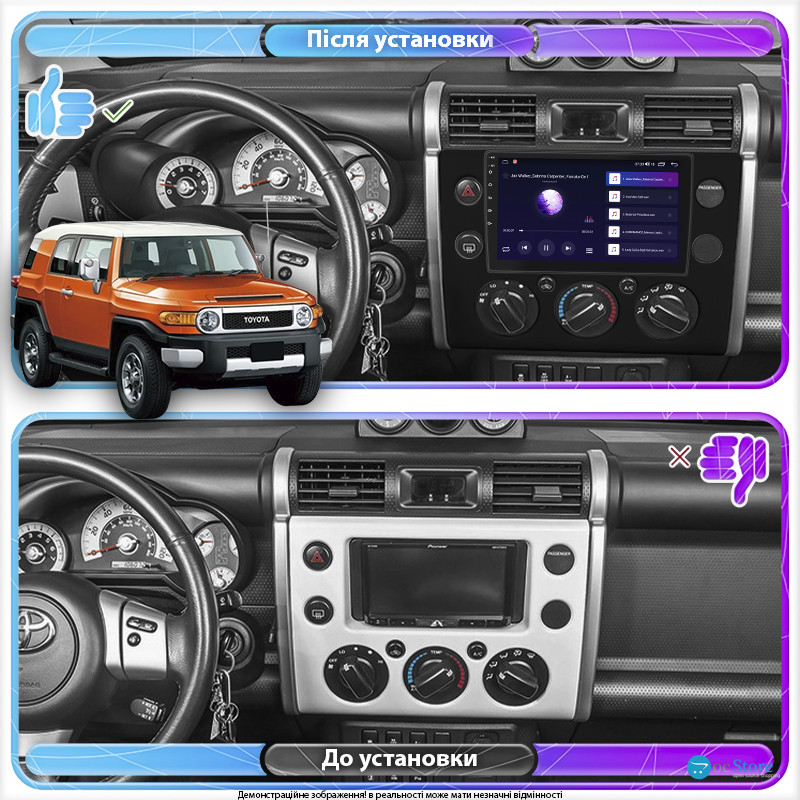 Штатная магнитола Lesko для Toyota FJ Cruiser  2006-н.в. экран 9" 6/128Gb 4G Wi-Fi GPS Top