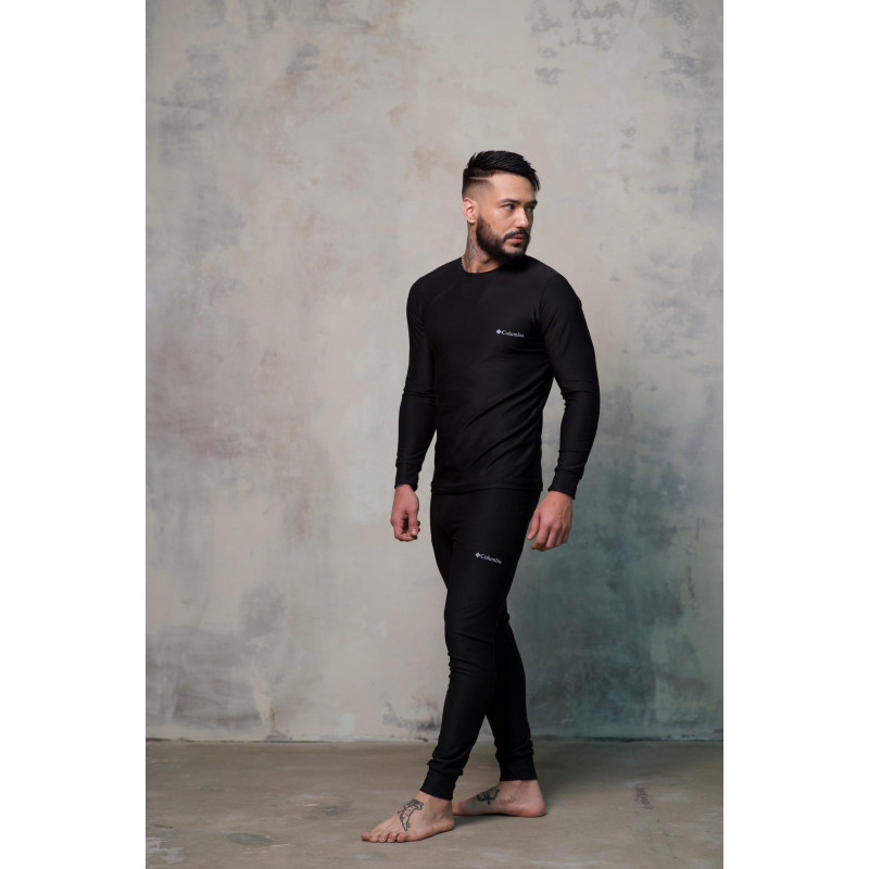 Чоловіча зимова термобілизна чорного кольору на флісі до -25°C. Теплий спортивний термокомплект