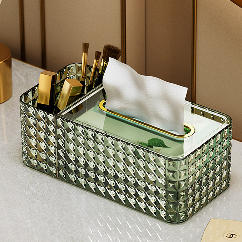 Настольная коробка-органайзер 3329 для салфеток прямоугольный пластковый 24*12*8.9 см Green