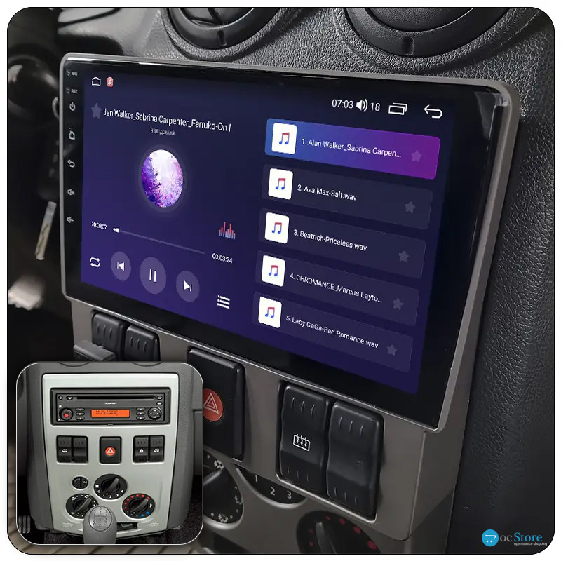 Штатная магнитола Lesko для Renault Logan I 2004-2009 экран 9" 1/16Gb Wi-Fi GPS Base