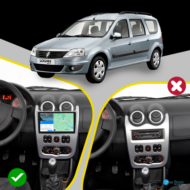 Штатная магнитола Lesko для Renault Logan I Рестайлинг 2009-2015 экран 9" 1/16Gb Wi-Fi GPS Base