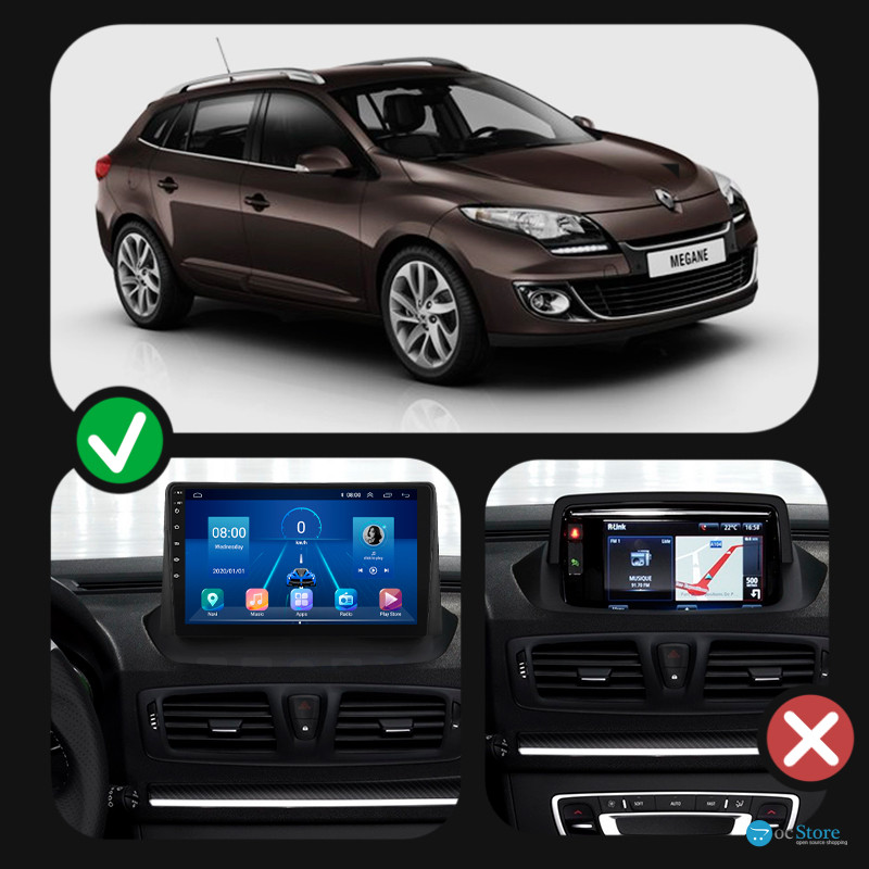 Штатная магнитола Lesko для Renault Megane III Рестайлинг 2012-2014 экран 9" 2/32Gb Wi-Fi GPS Base