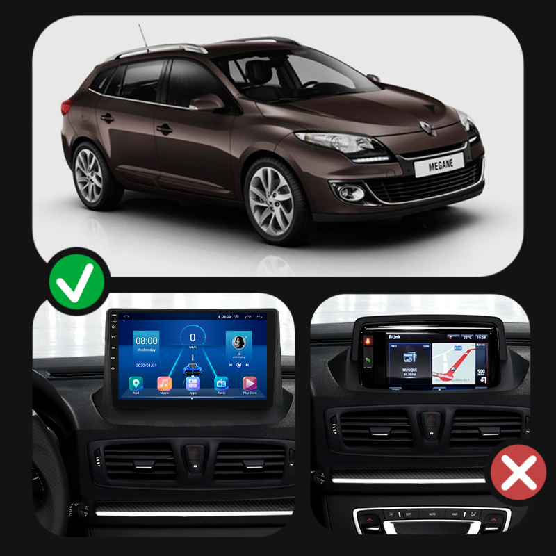 Штатная магнитола Lesko для Renault Megane III Рестайлинг 2012-2014 экран 9" 2/32Gb Wi-Fi GPS Base