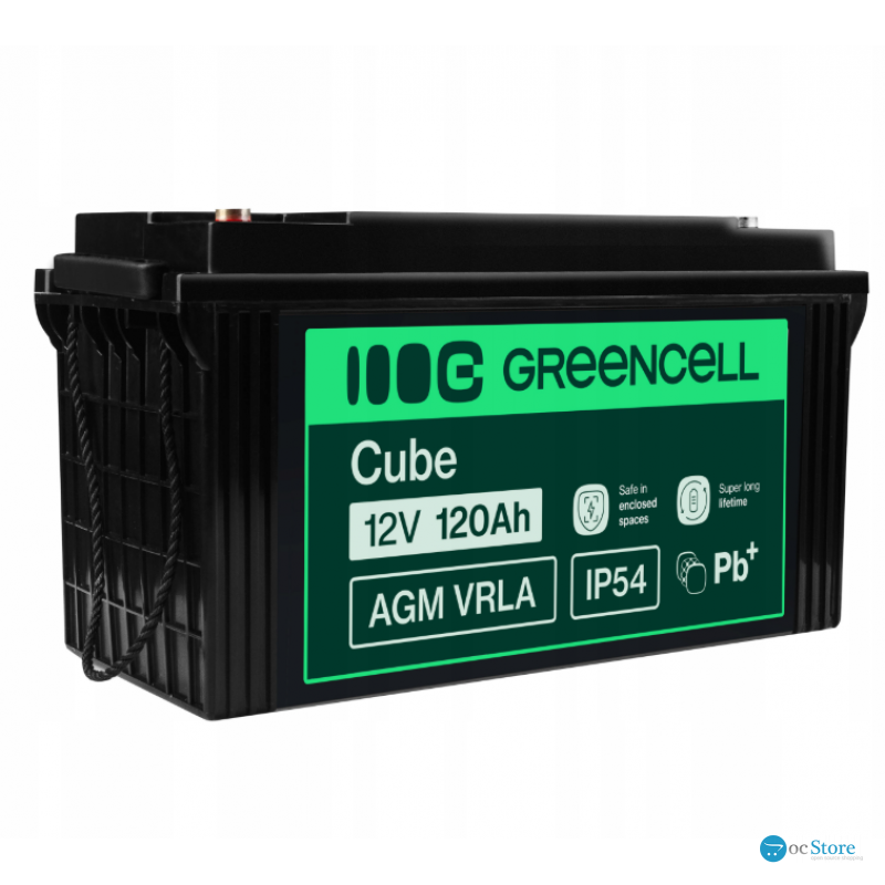 Акумулятор Green Cell AGM VRLA 12V 120Ah IP54 не потребує облуговування (термін служби - 5 років)