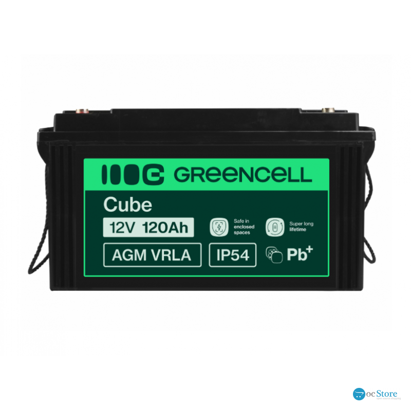 Акумулятор Green Cell AGM VRLA 12V 120Ah IP54 не потребує облуговування (термін служби - 5 років)
