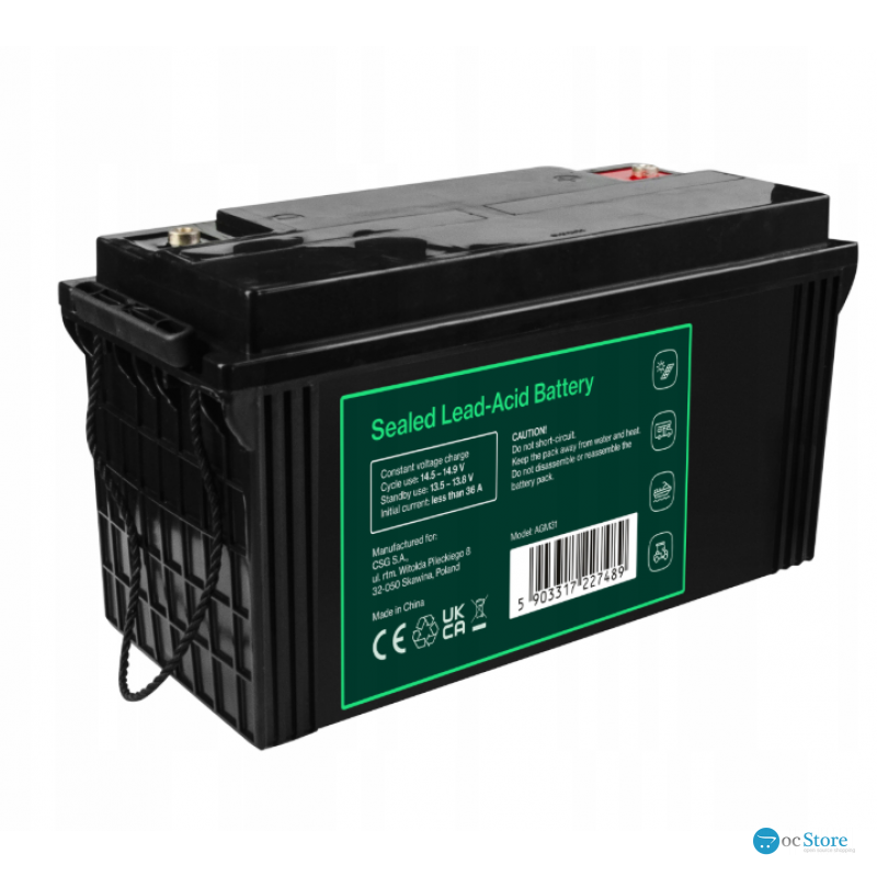 Акумулятор Green Cell AGM VRLA 12V 120Ah IP54 не потребує облуговування (термін служби - 5 років)