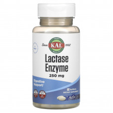 Фермент лактази, Lactase Enzyme, KAL, 250 мг, 60 капсул