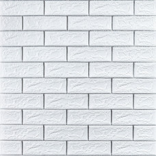 Самоклеюча 3D панель 700х770х5мм Біла цегла смужка срібло (100-5) SW-00000753