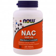 Ацетилцистеїн, NAC, Now Foods, 1000 мг, 120 таблеток