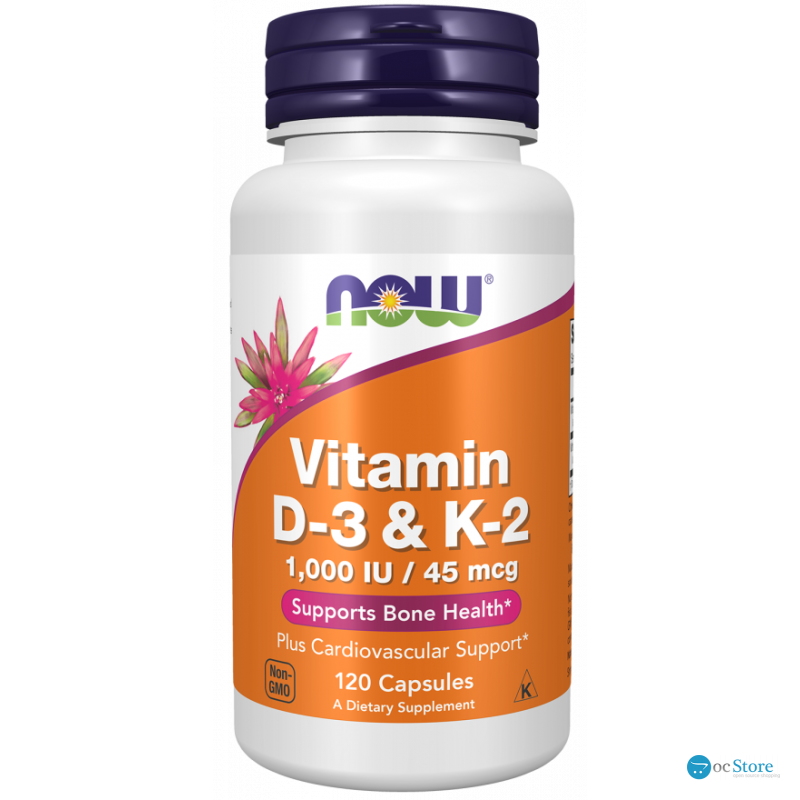 Вітамін D3 та К2, Vitamin D-3 & K-2, Now Foods, 120 капсул