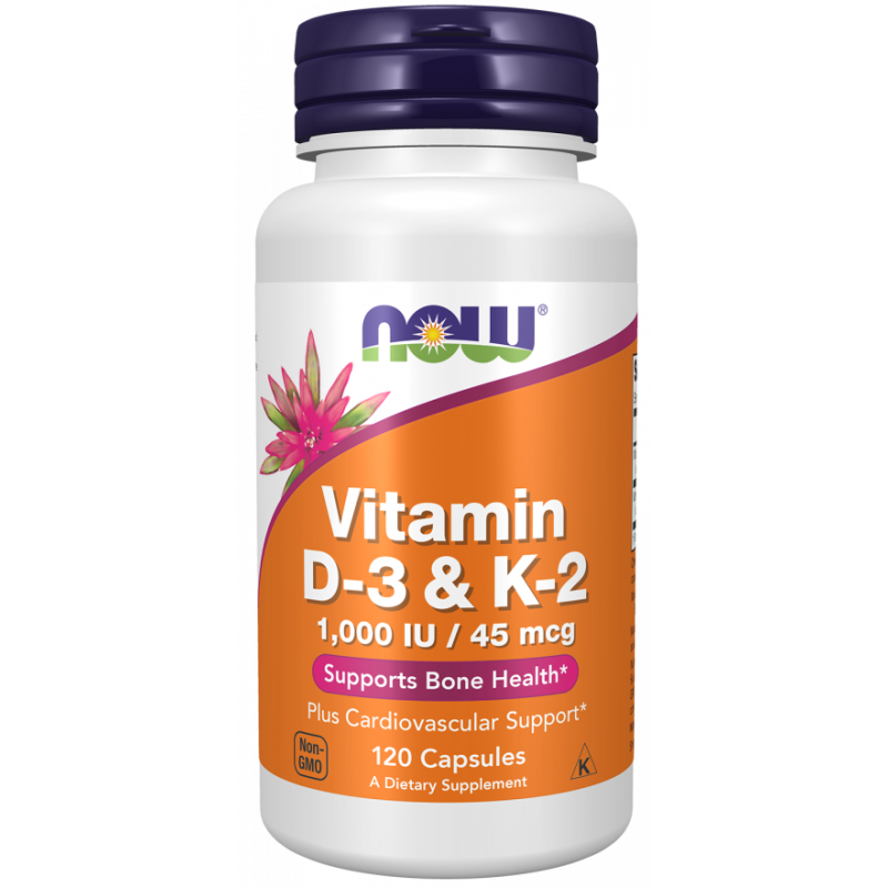 Вітамін D3 та К2, Vitamin D-3 & K-2, Now Foods, 120 капсул