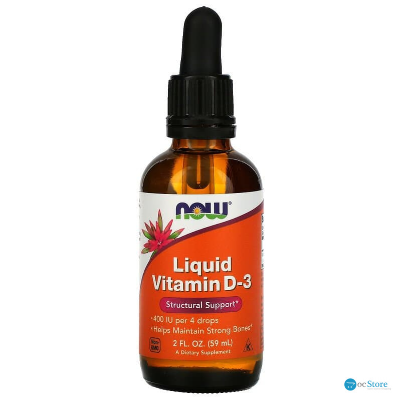 Вітамін D3, Liquid Vitamin D-3, NOW Foods, рідкий, 10 мкг (400 МО), 59 мл