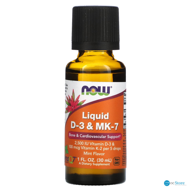 Вітамін D3 та МК-7, Liquid D-3 & MK-7, Now Foods, рідина, 30 мл