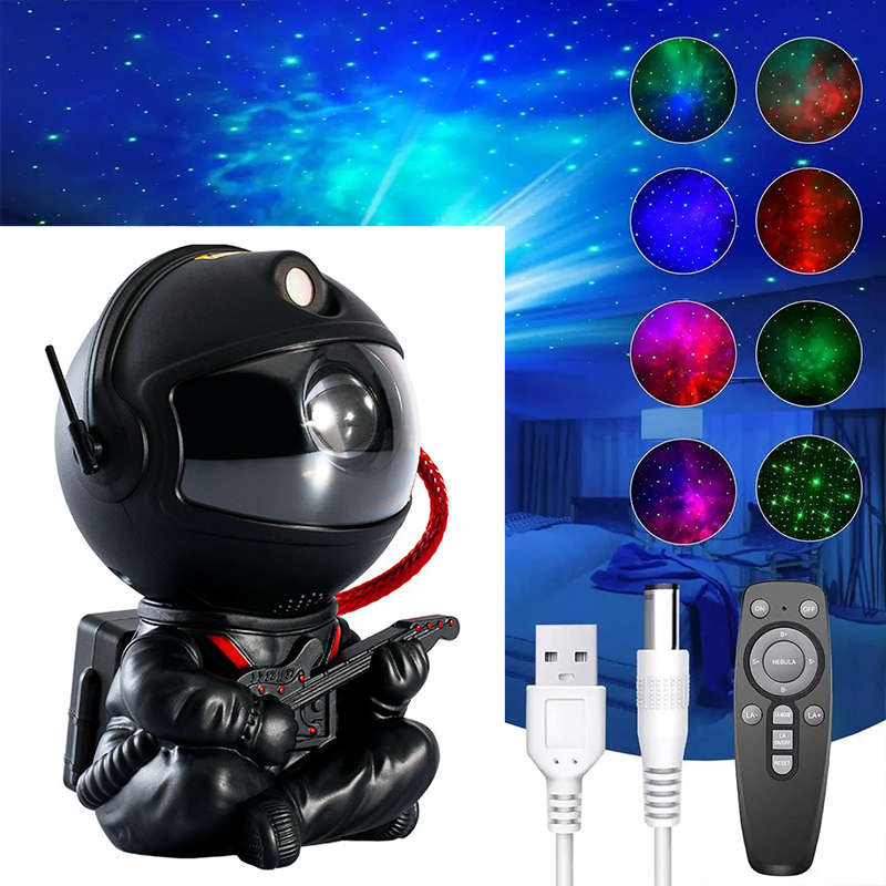 Проектор ночник Астронавт с гитарой HR-F2 звездное небо 7 режимов ДУ Black