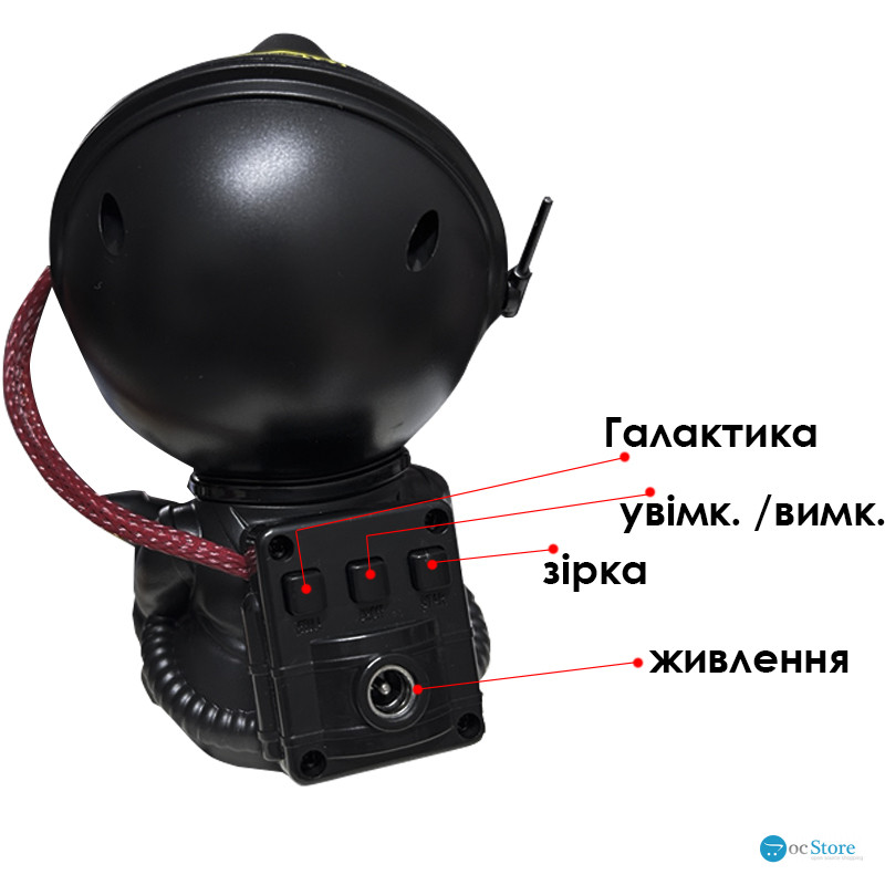 Проектор ночник Астронавт с гитарой HR-F2 звездное небо 7 режимов ДУ Black