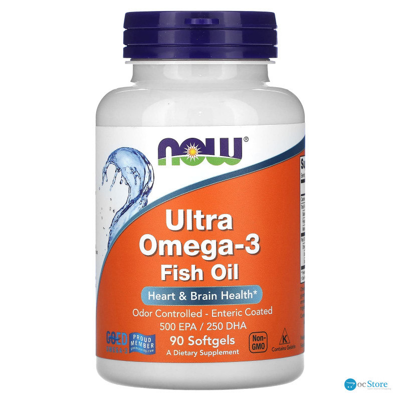 Супер омега 3, Ultra Omega-3, Now Foods, 500 EPA / 250 DHA, 90 капсул з кишковорозчинною оболонкою
