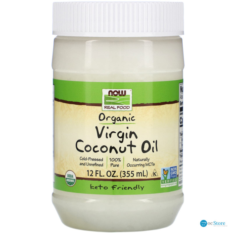 Кокосова олія, Coconut Oil, Now Foods, Real Food, першого віджиму, органічна, 355 мл