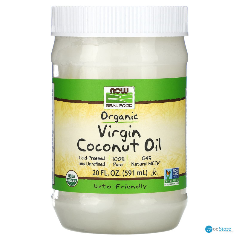 Кокосова олія, Coconut Oil, Now Foods, Real Food, першого віджиму, органічна, 591 мл