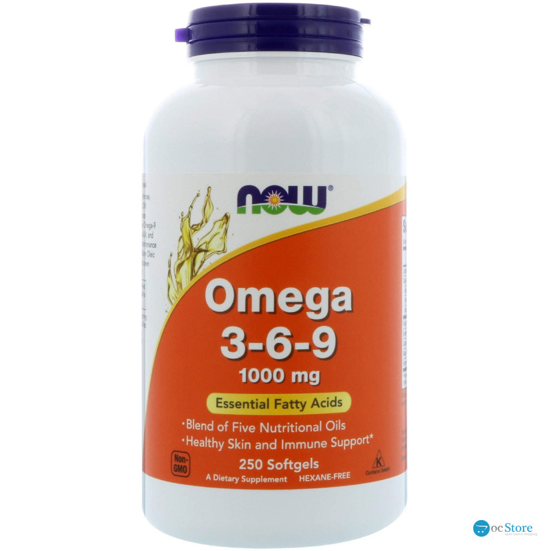 Омега 3 6 9, Omega 3-6-9, Now Foods, 1000 мг, 250 гелевих капсул
