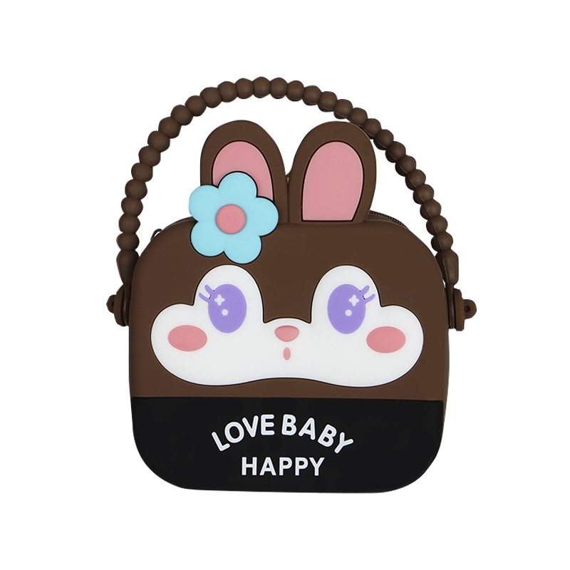 Детская сумка AG-028 Кролик через плечо на одно отделения с ремешком силиконовая Brown