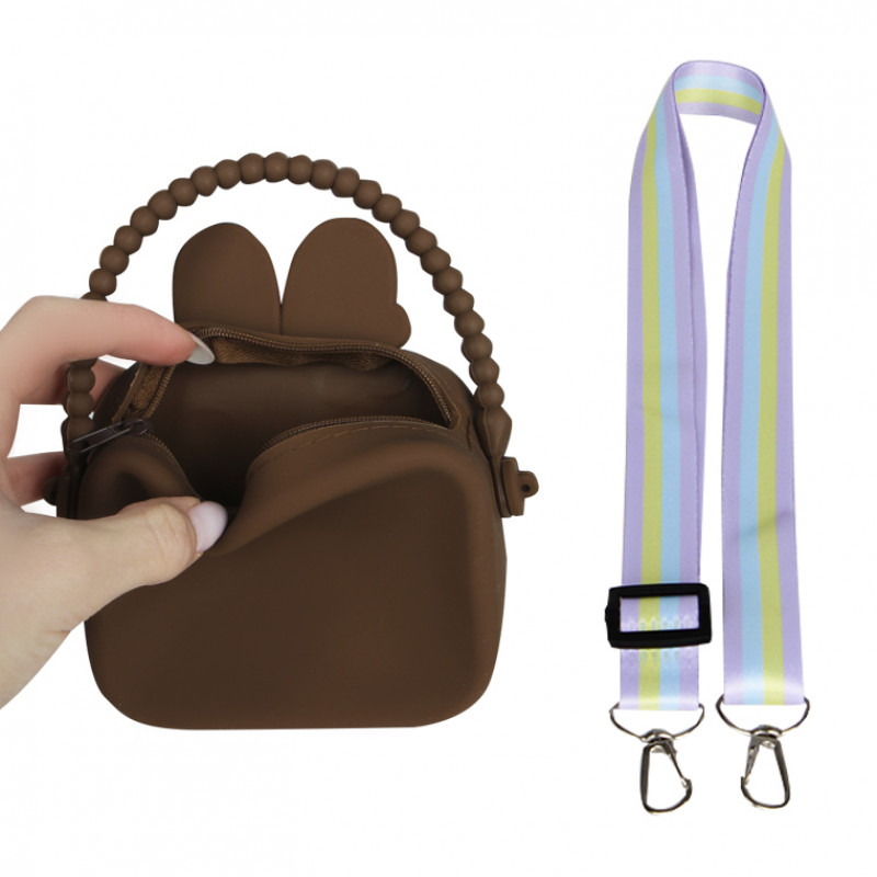 Детская сумка AG-028 Кролик через плечо на одно отделения с ремешком силиконовая Brown