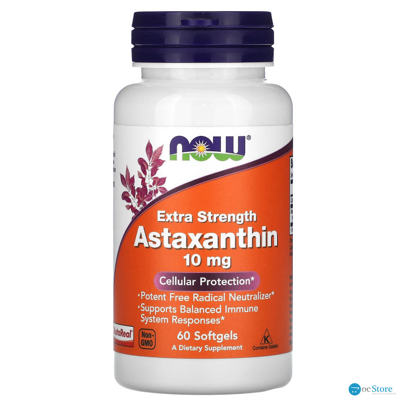 Астаксантин, Astaxanthin, Now Foods, 10 мг, 60 капсул