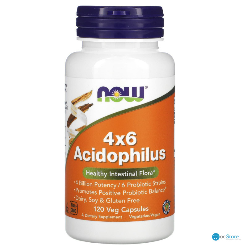 Пробіотики, 4x6 Acidophilus, Now Foods, 120 рослинних капсул