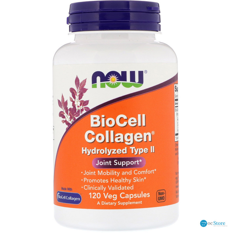 Колаген Біосил тип II, BioCell Collagen, Now Foods, гідролізований, 120 вегетаріанських капсул