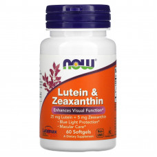 Лютеїн і зеаксантин, Lutein & Zeaxanthin, NOW Foods, 60 гелевих капсул