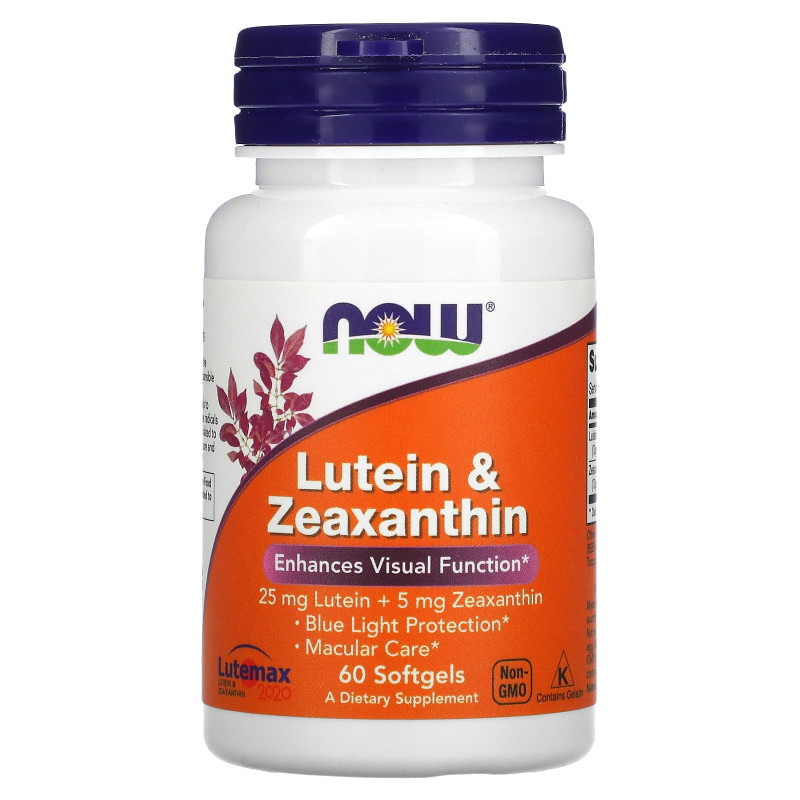 Лютеїн і зеаксантин, Lutein & Zeaxanthin, NOW Foods, 60 гелевих капсул