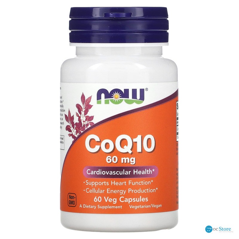 Коензим Q10, CoQ10, Now Foods, 60 мг, 60 вегетаріанських капсул