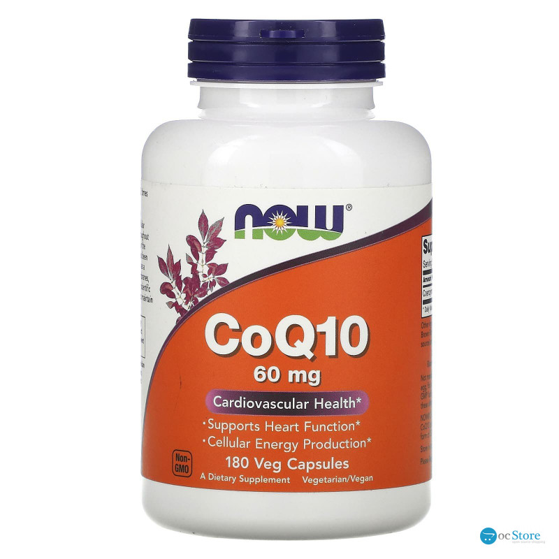 Коензим Q10, CoQ10, Now Foods, 60 мг, 180 вегетаріанських капсул