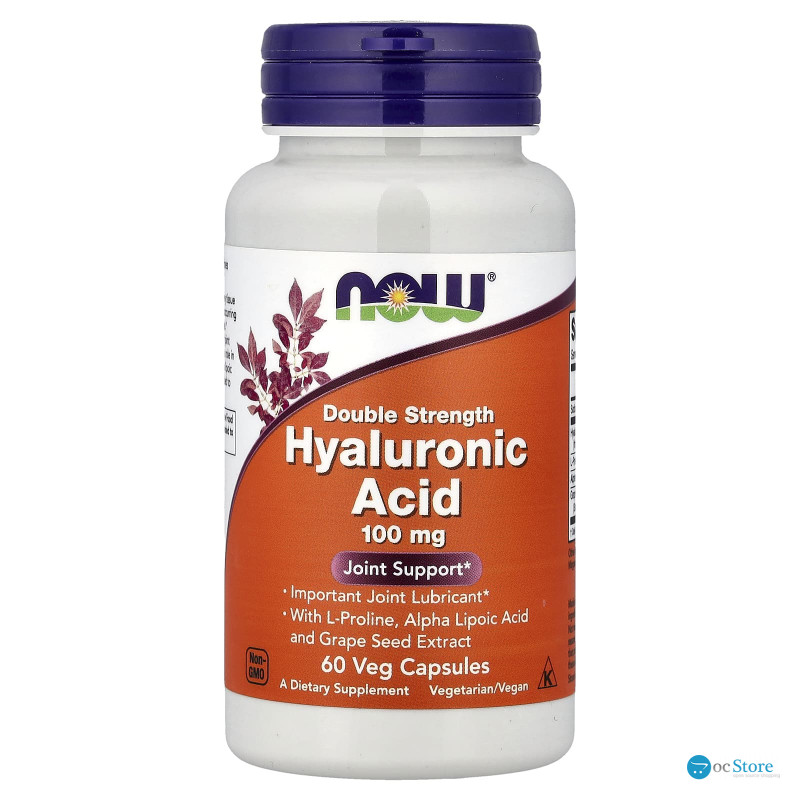 Гіалуронова кислота, Hyaluronic Acid, Now Foods, подвійна сила, 100 мг, 60 вегетаріанських капсул