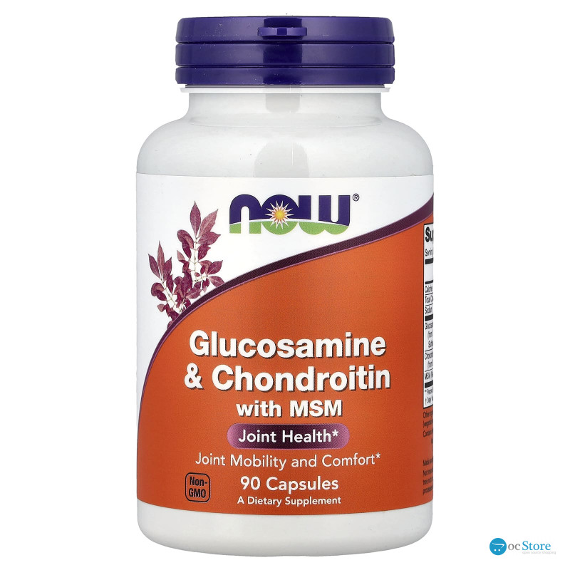 Глюкозамін та хондроїтин з MСM, Glucosamine & Chondroitin with MSM, Now Foods, 90 рослинних капсул