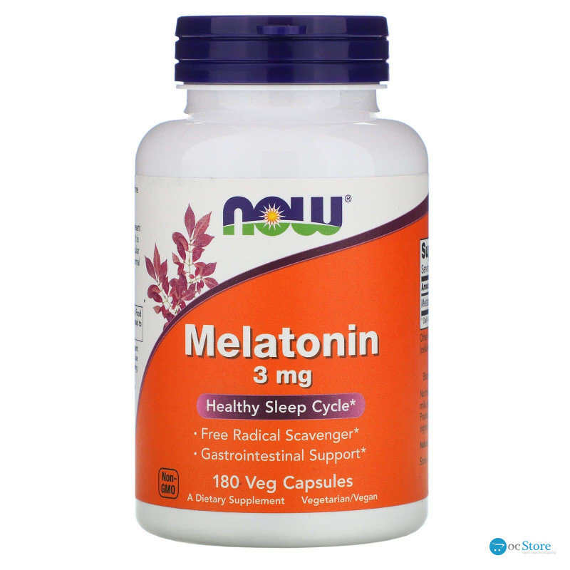 Мелатонін, Melatonin, Now Foods, 3 мг, 180 вегетаріанських капсул