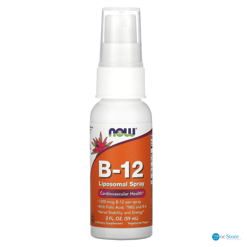 Вітамін В12, Vitamin B-12, Now Foods, ліпосомальний спрей, 1000 мкг, 59 мл.