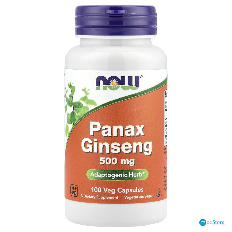 Женьшень, Panax Ginseng, Now Foods, 500 мг, 100 вегетаріанських капсул