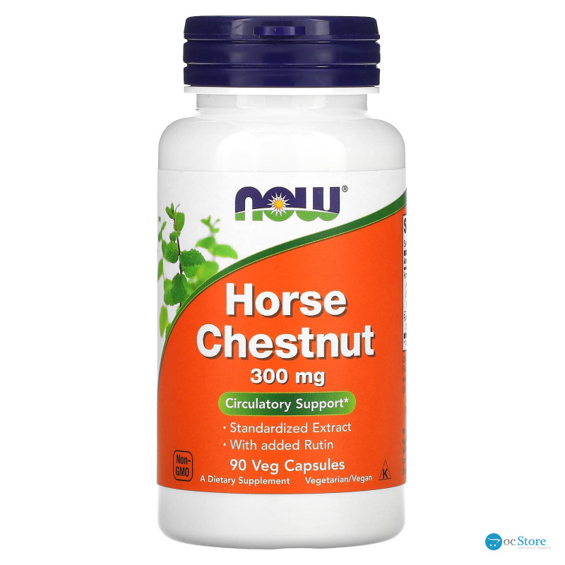 Кінський каштан та рутин, Horse Chestnut, Now Foods, 300 мг, 90 вегетаріанських капсул