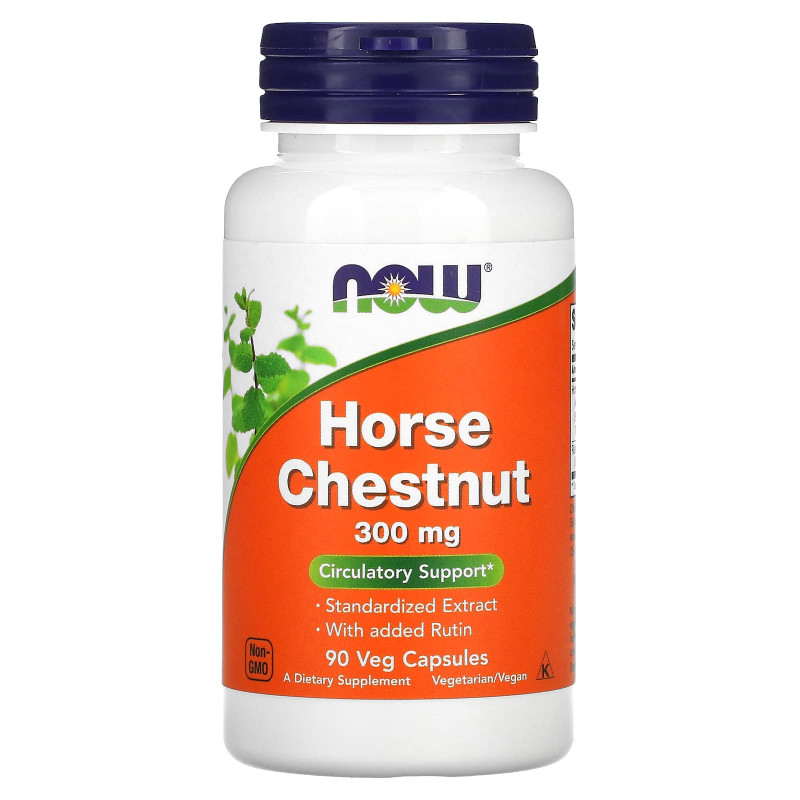 Кінський каштан та рутин, Horse Chestnut, Now Foods, 300 мг, 90 вегетаріанських капсул