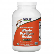 Подорожник органічний, Whole Psyllium Husks, Now Foods, цілісне лушпиння, 340 г
