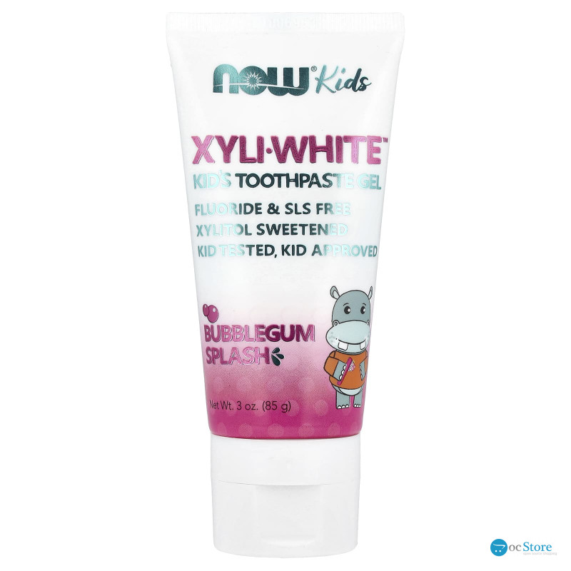 Зубний гель дитячий, Kids Toothpaste Gel, Now Foods, Solutions, жувальна гумка, 85 г