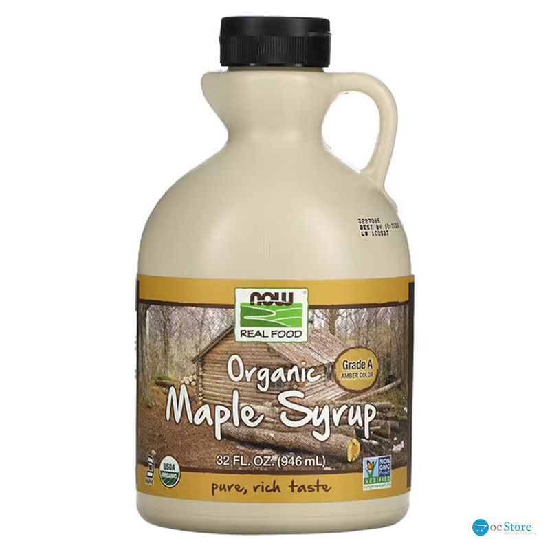 Кленовий сироп (бурштиновий), Maple Syrup, Now Foods, Real Food, органік, сорт А, 946 мл