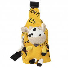 Детская нагрудная сумка рюкзак A-407 Cow на одно отделение с ремешком  Yellow
