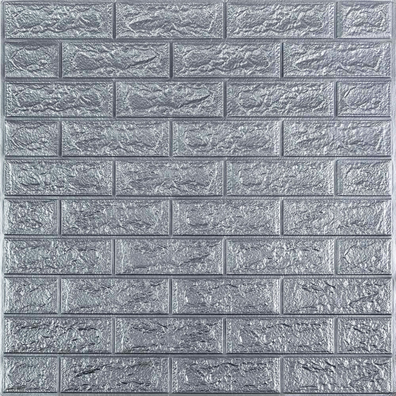 3D панель самоклеюча 700х770х3мм цегла Срібло (017-3) SW-00000230