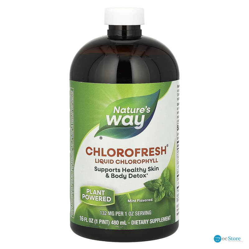 Хлорофіл, Chlorofresh, Nature's Way, рідкий, смак м'яти, 132 мг, 480 мл (132 мг на 2 столові ложки)
