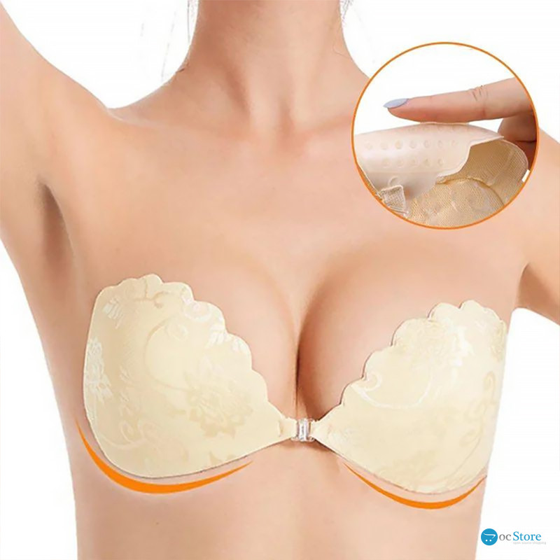 Бюстгальтер-невидимка Fly Bra G00D89 с эффектом Рush Up без бретелей кружевной лиф Бежевый B