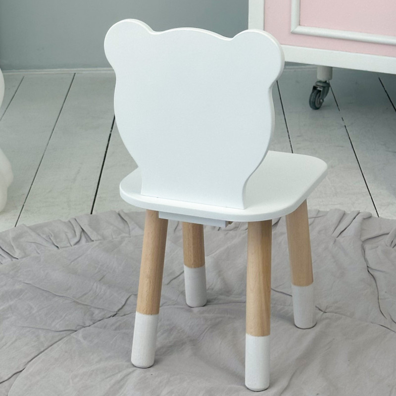 Дитячий стільчик ведмедик 26.5х26х25см, стілець для дітей, білий