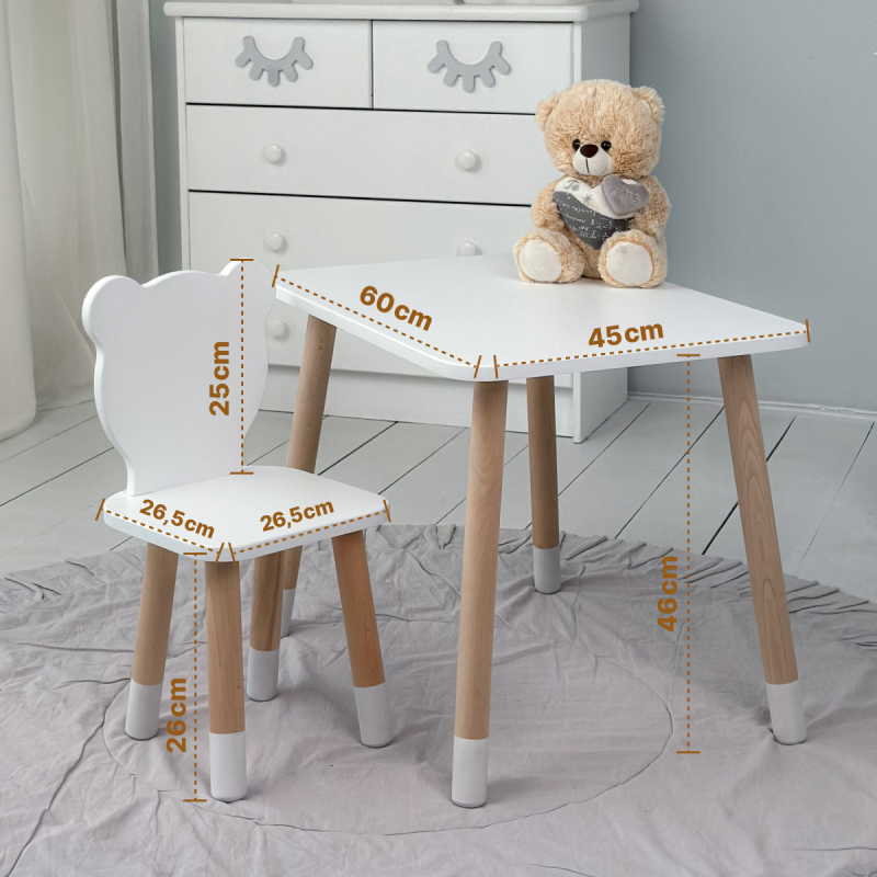 Дитячий стільчик ведмедик 26.5х26х25см, стілець для дітей, білий