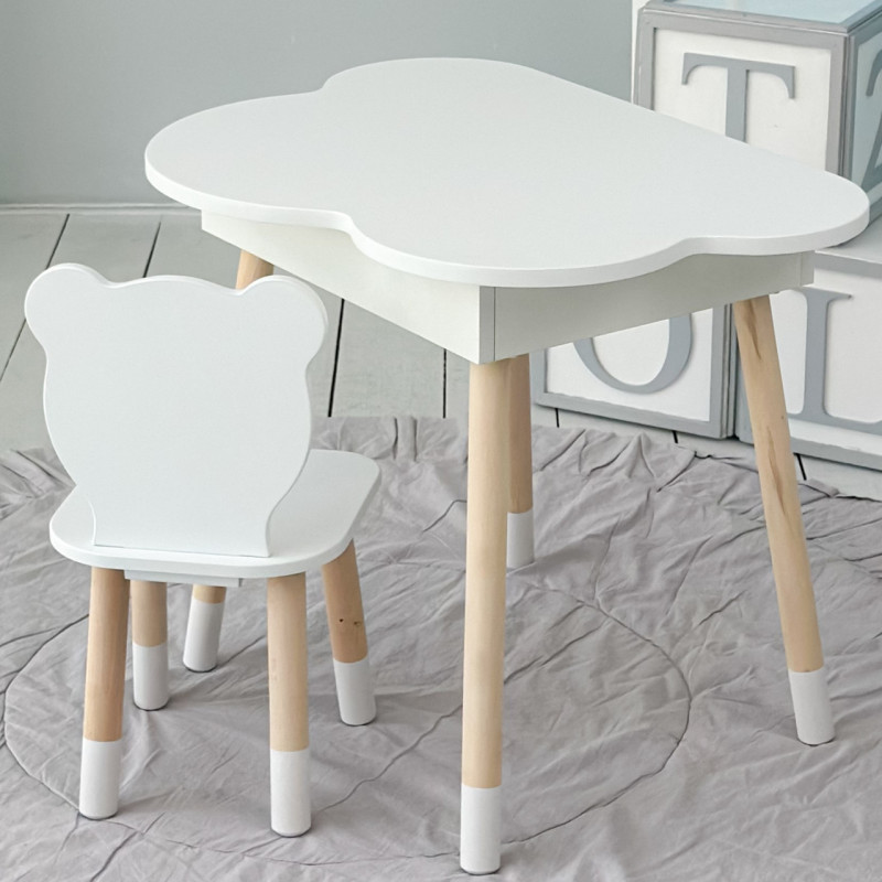 Дитячий стільчик ведмедик 26.5х26х25см, стілець для дитини, білий з рожевим