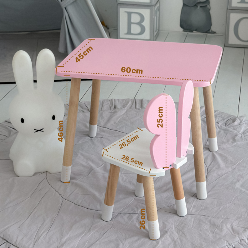 Дитячий прямокутний столик 46х60х45, стіл для дитячої кімнати, рожевий